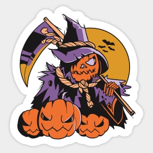 Spooky Pumpkin Head Scarecrow Sticker